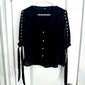 SHEIN Women's Blouse Size 4US Black peal Sleeves